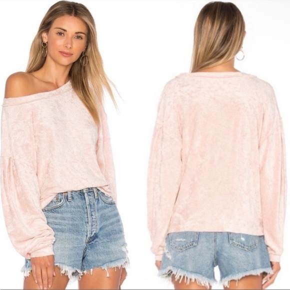 Free People We the Free Milan Crushed Velvet Top Women's XS Blush Pink - Picture 1 of 8